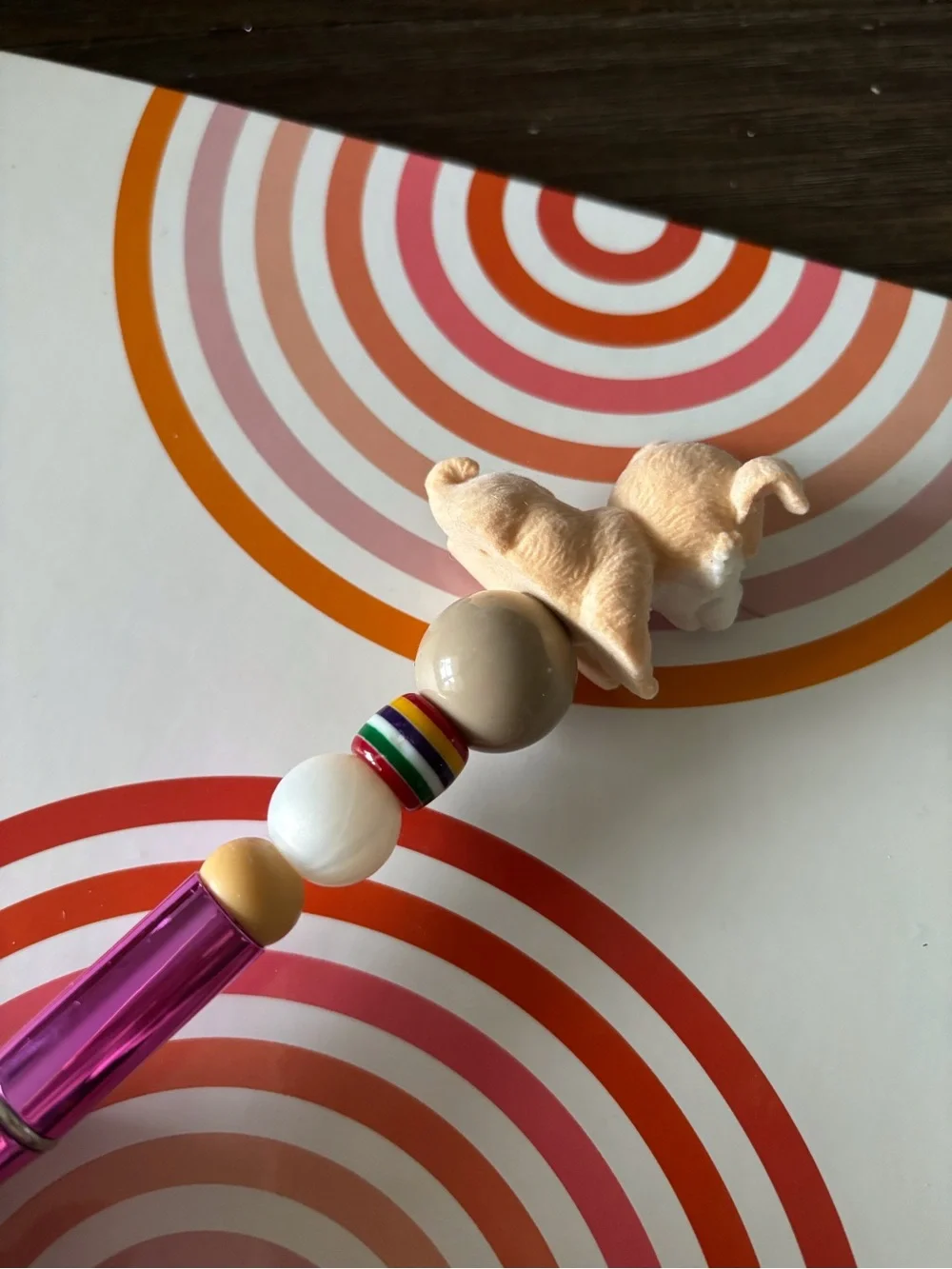Puppy in my Pocket: Blonde Dog handmade beaded pen